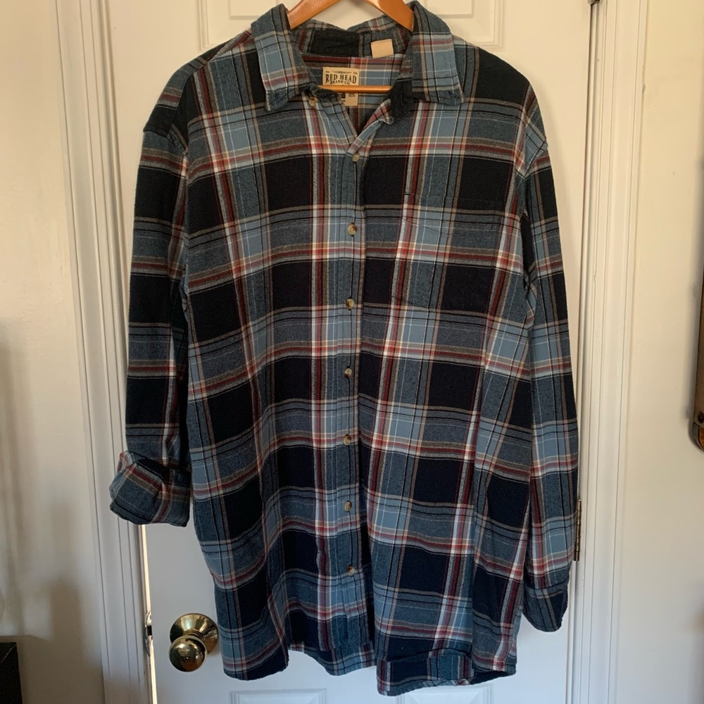 Red Head Brand Co. Blue Plaid Flannel Button Down